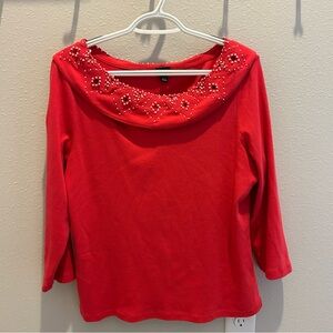 Rafaella Chic Red Embellished Women's Blouse XL
